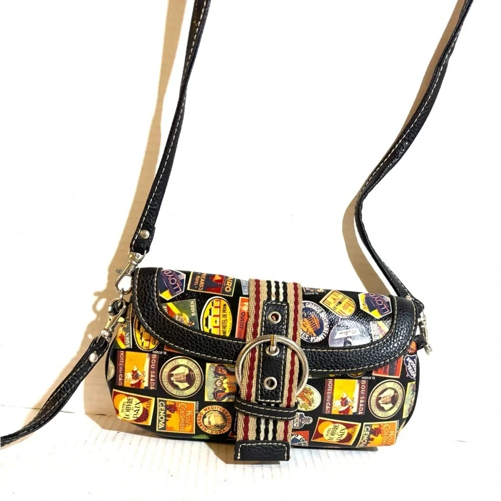 Sydney love Stylish Black Multi-Color PUC leather crossbody wristlet  Bag